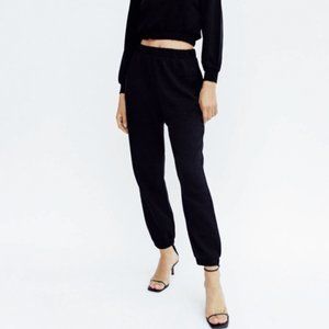 Zara elastic waist joggers pants - pleather trim
